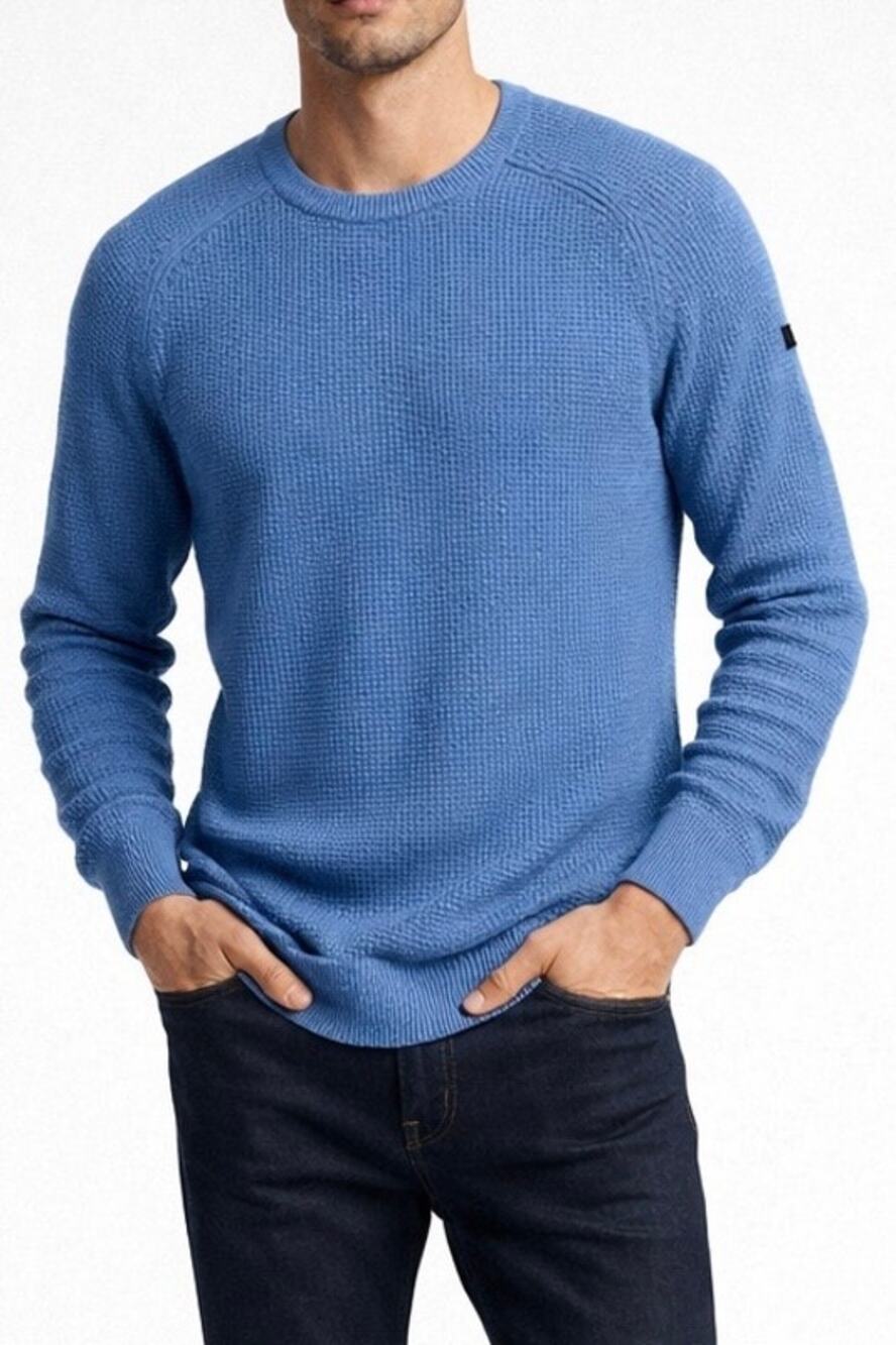 Rhone Sweater Mens XL  Blue Marle Walden Waffle Knit Wool Cashmere $178 NWT
